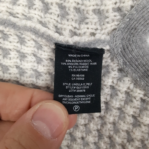 Theory Merino Wool Crewnewck Sweater in Grey/White Combo Size Small - Picture 8 of 9